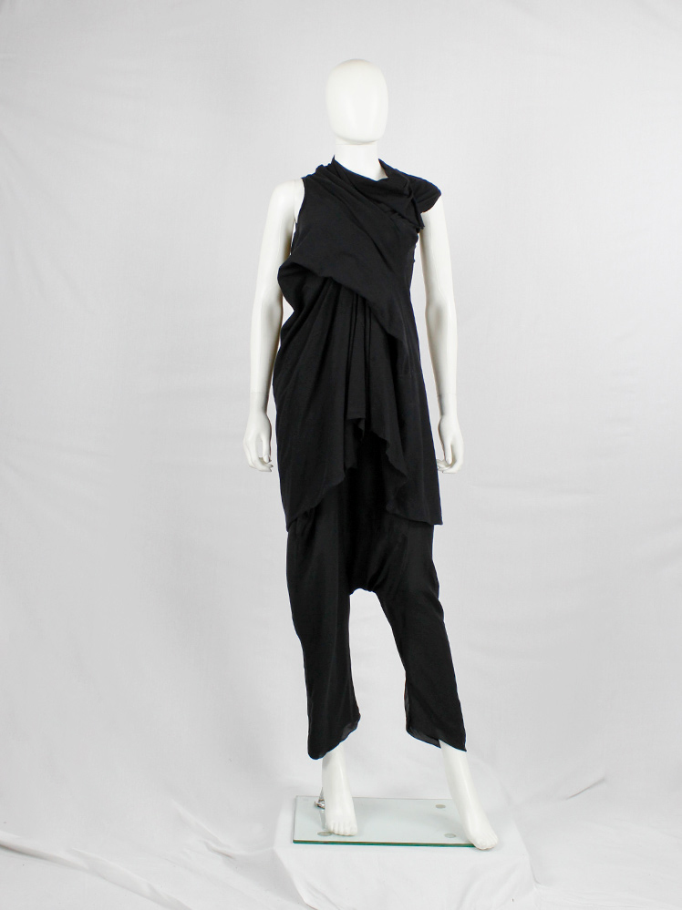 【Rick Owens】アシンメトリー drapedトップ Rick Owens DRKSHDW black tornado top with asymmetric pleated