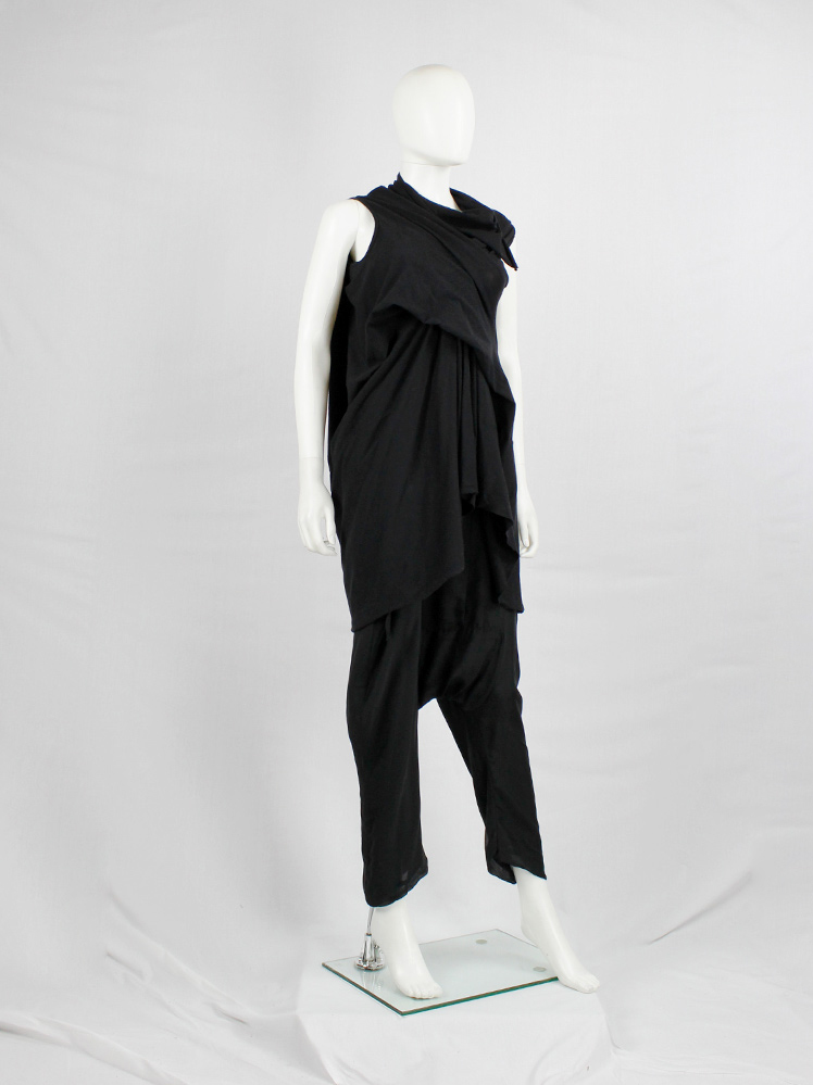 Rick Owens DRKSHDW black tornado top with asymmetric pleated