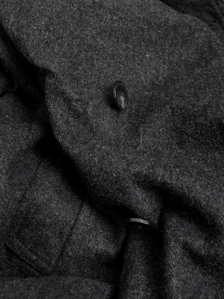 vintage af Vandevorst grey wrinkled wool maxi coat with interwoven metallic fall 2015 (10)