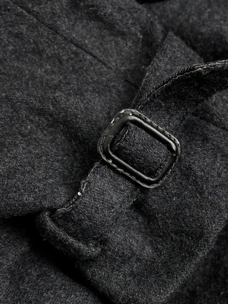 vintage af Vandevorst grey wrinkled wool maxi coat with interwoven metallic fall 2015 (11)