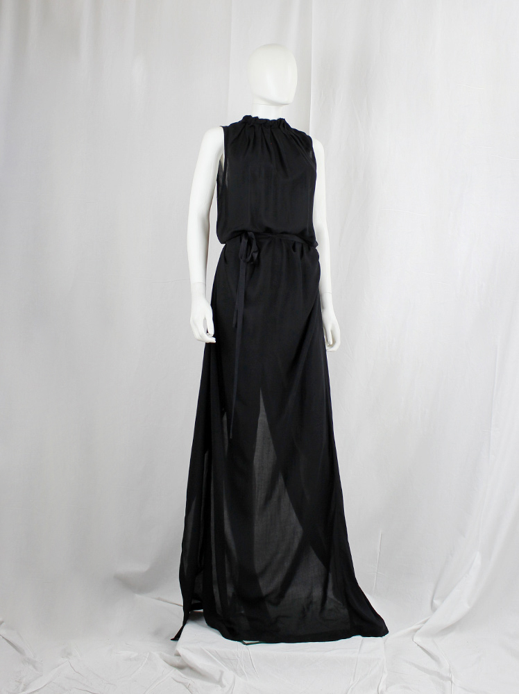petite black velvet dress Ann Demeulemeester double layered high neck dress – Filter store main image 0