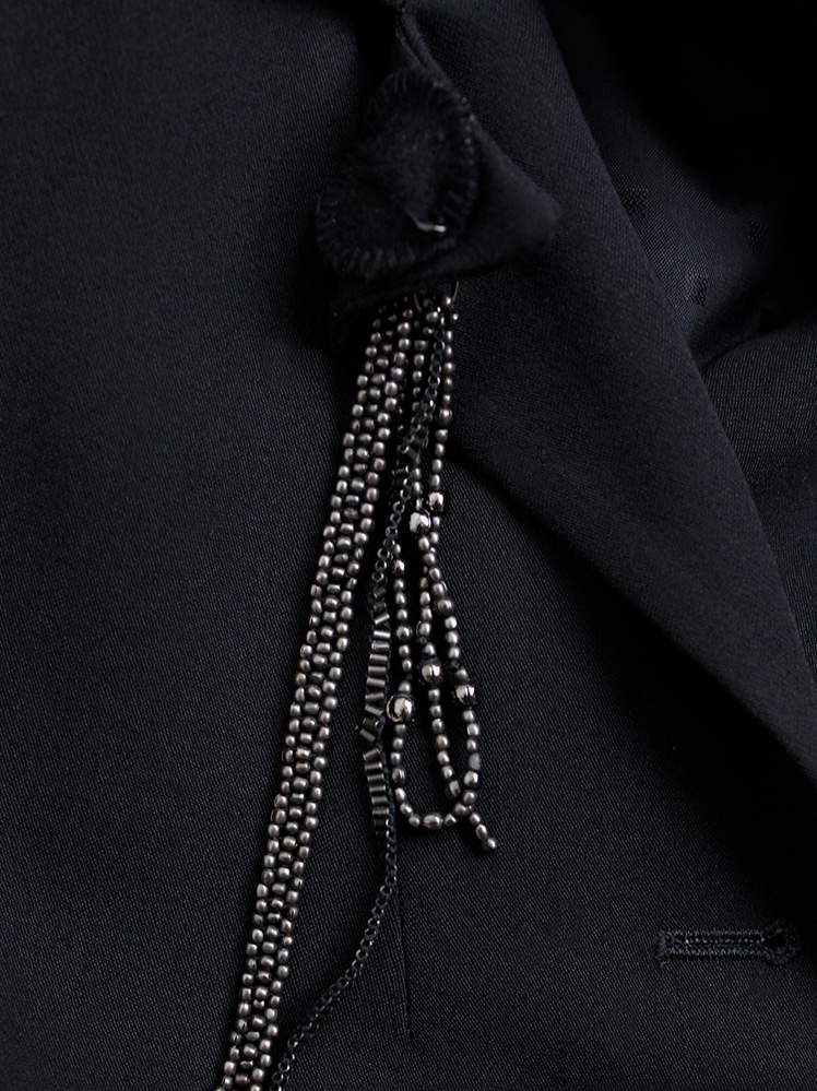 vintage Ann Demeulemeester Blanche black high closing blazer with silver chains fall 2004 re-edition