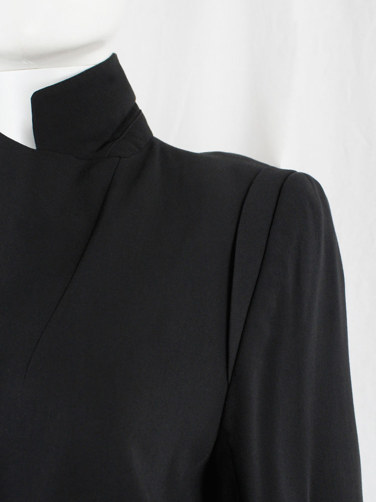 vintage Ann Demeulemeester Blanche black high closing blazer with silver chains fall 2004 re-edition