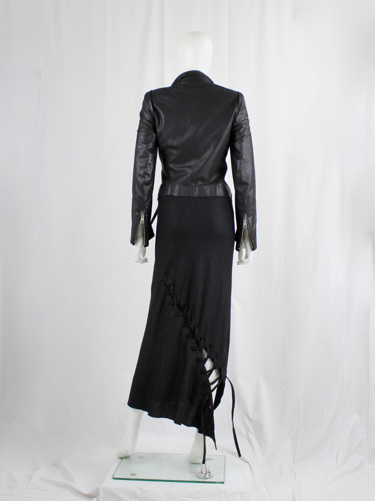 Ann Demeulemeester black maxi skirt with diagonal corset Ann Demeulemeester black maxi skirt with diagonal corset