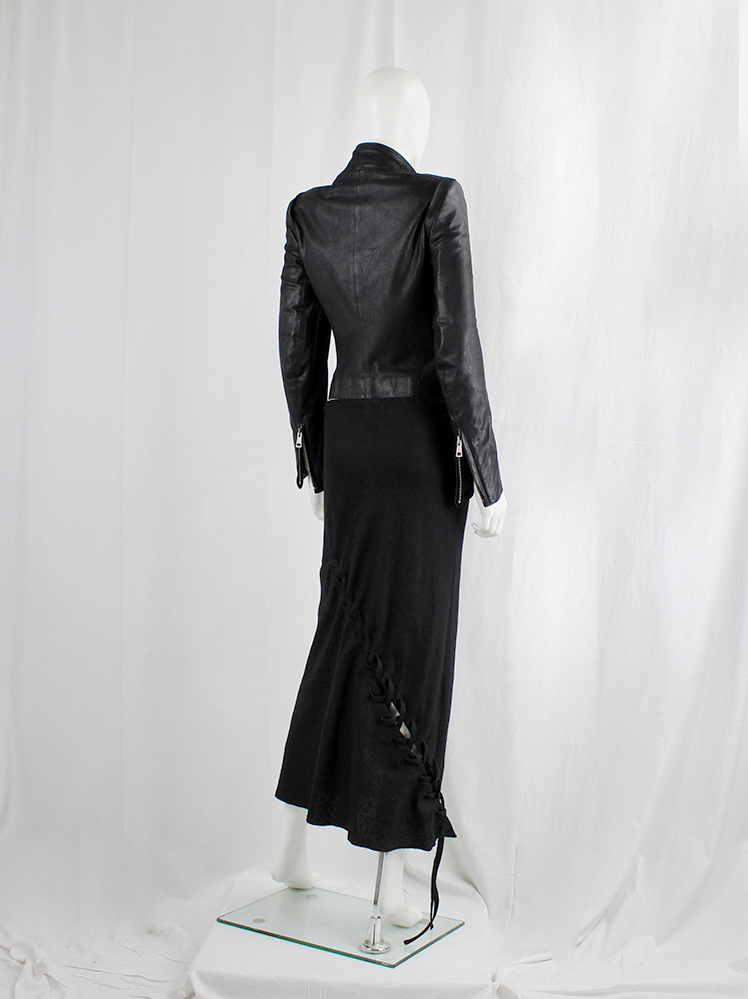 Ann Demeulemeester black maxi skirt with diagonal corset
