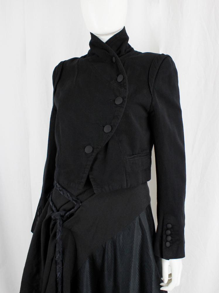 ANN DEMEULEMEESTER　カウルネックダブルブレストコート ANN DEMEULEMEESTER カウルネックダブルブレストコート ANN