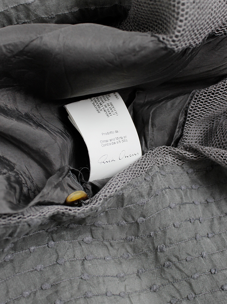 Rick Owens SCORPIO grey sheer draped jacket with stitched Rick Owens SCORPIO grey sheer draped jacket with stitched