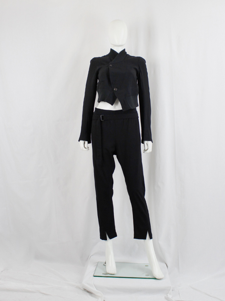 ジャケット・アウター S/S2000 Ann Demeulemeester Ann Demeulemeester black asymmetric cropped bomber jacket