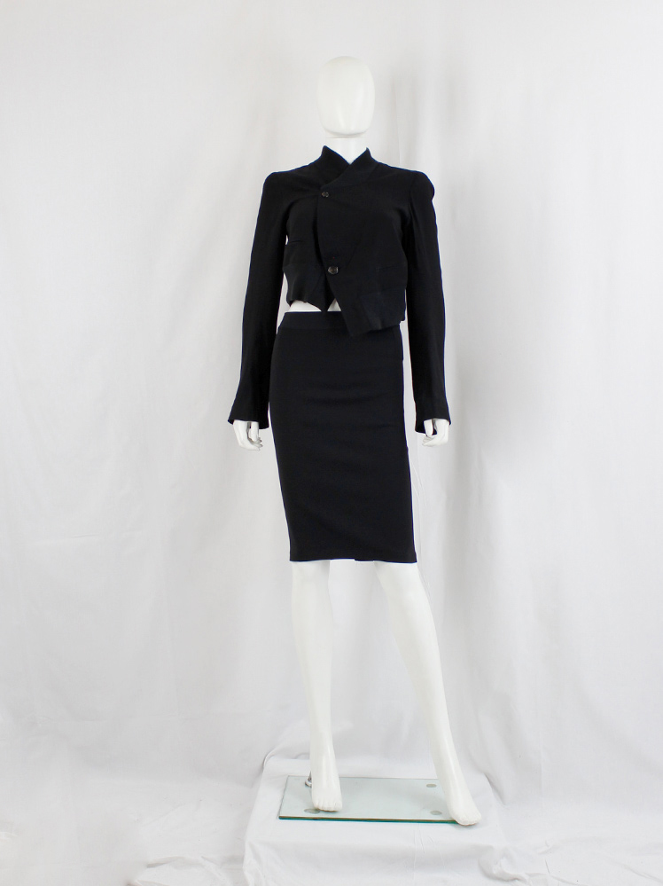 vintage Ann Demeulemeester black midi-pencil skirt with diagonal backseam (3)