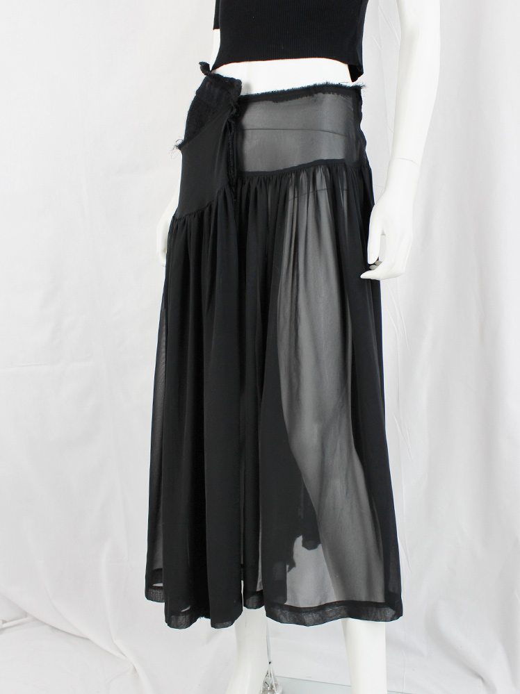 Comme des Garçons black deconstructed skirt with sheer half and