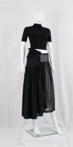 Comme des Garçons black deconstructed skirt with sheer half and