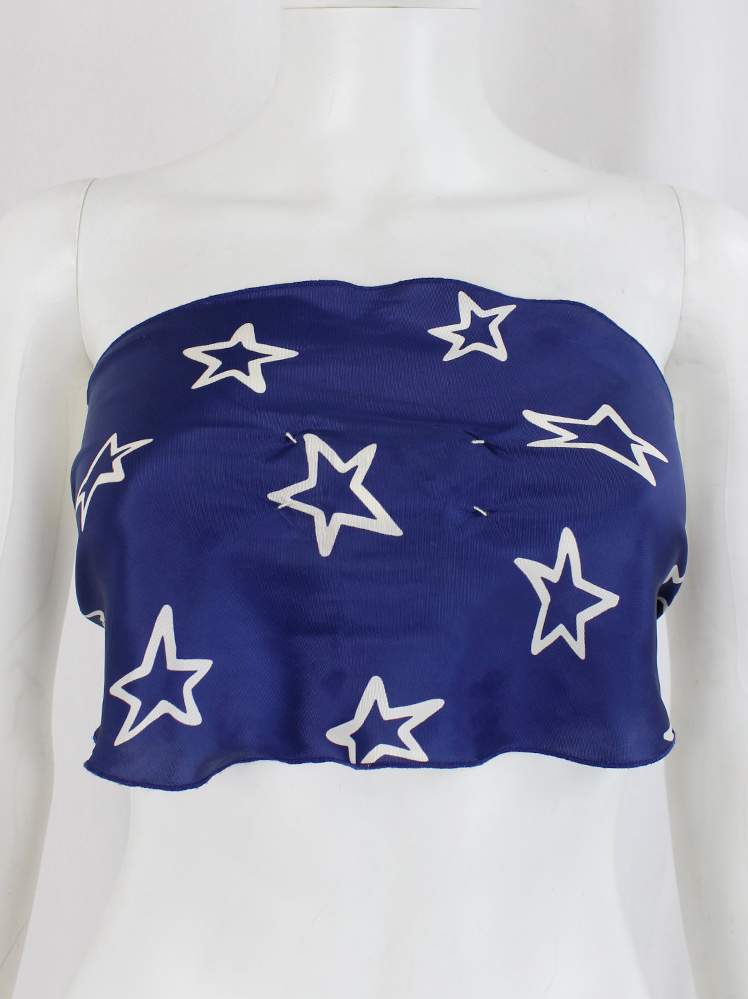 vintage Maison Martin Margiela blue large jabot printed with white stars spring 2007 (7)