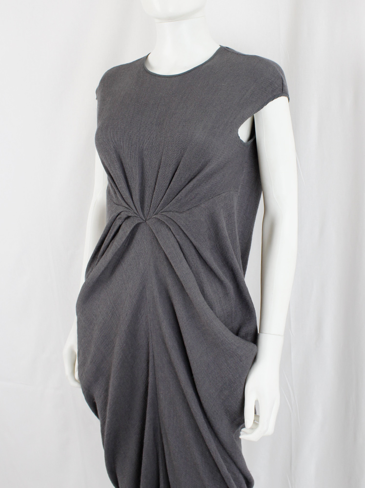 vintage Rick Owens STRUTTER grey long lobster dress with pleated front and draped back spring 2009 (17)