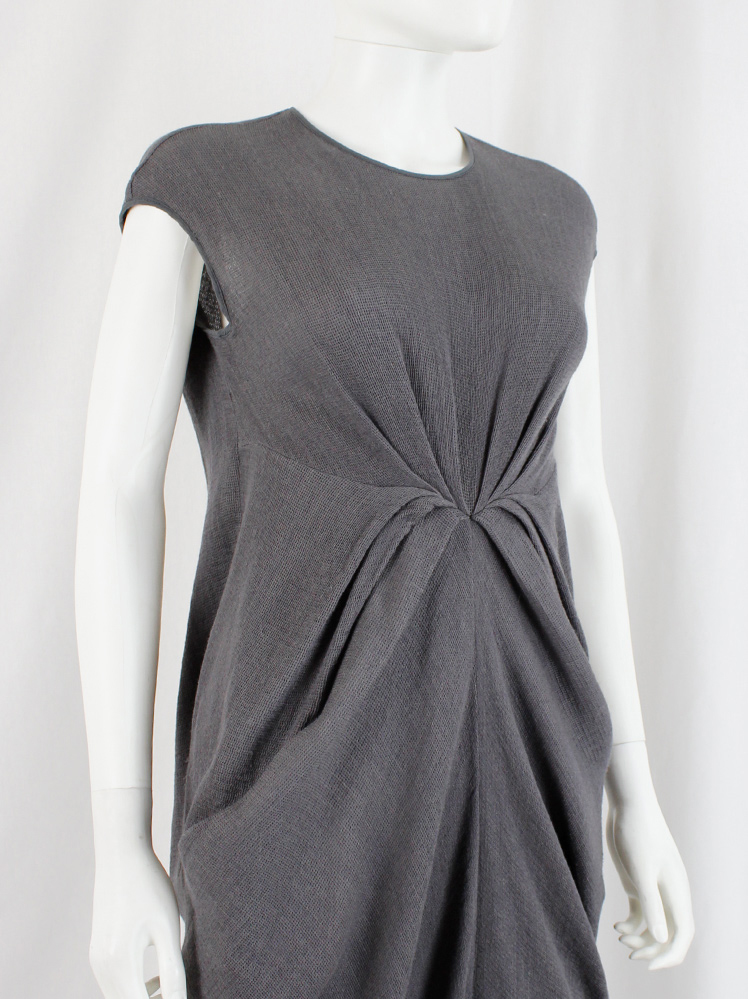 vintage Rick Owens STRUTTER grey long lobster dress with pleated front and draped back spring 2009 (19)