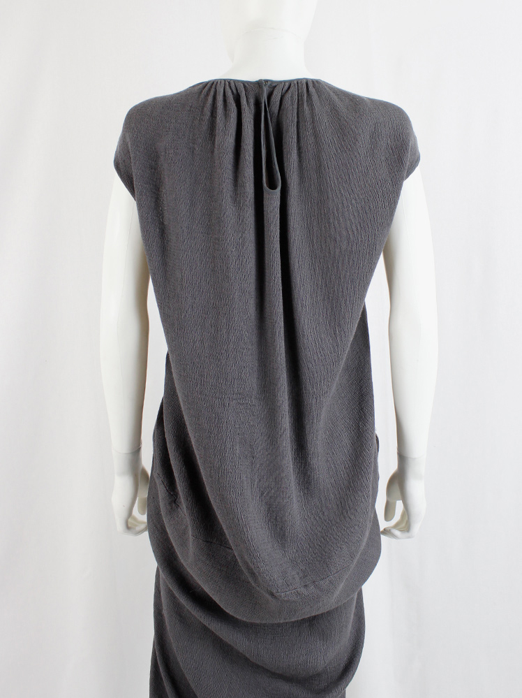 vintage Rick Owens STRUTTER grey long lobster dress with pleated front and draped back spring 2009 (5)