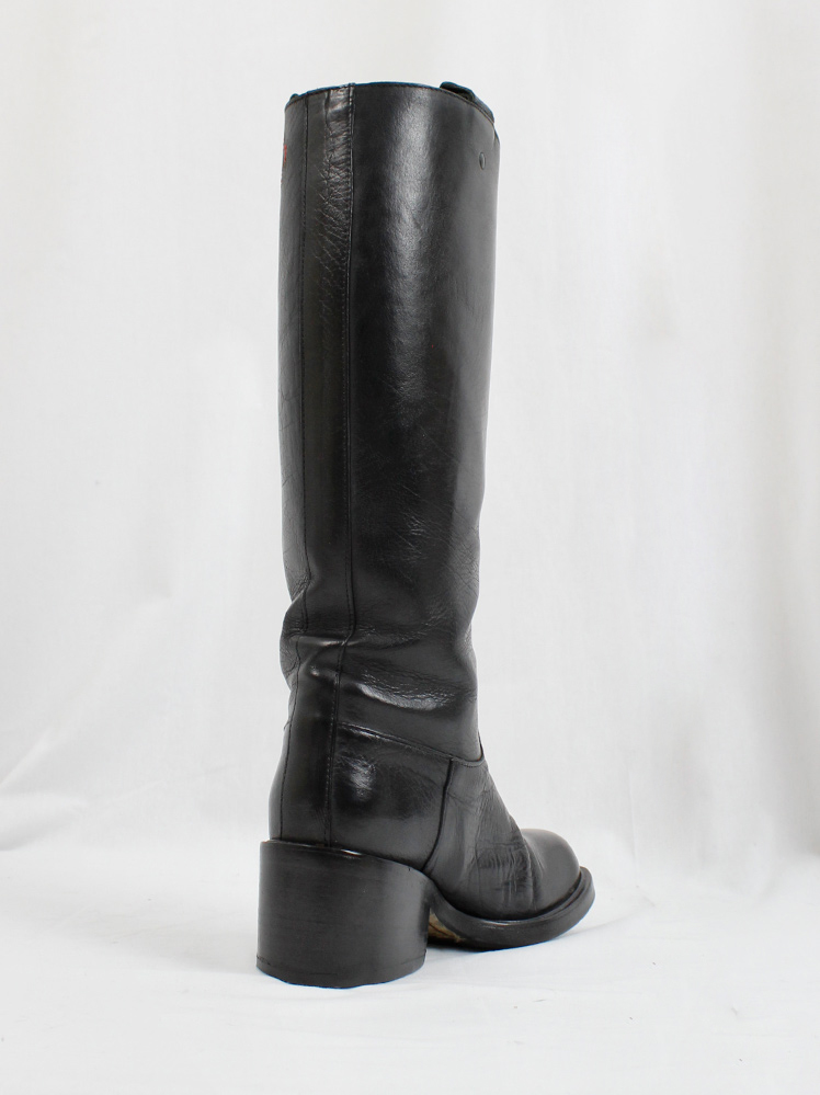vintage Af Vandevorst dark grey tall classic studded riding boots with low heel (11)