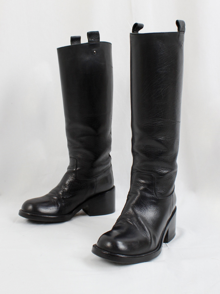 A.F. Vandevorst dark grey tall classic studded riding boots with 