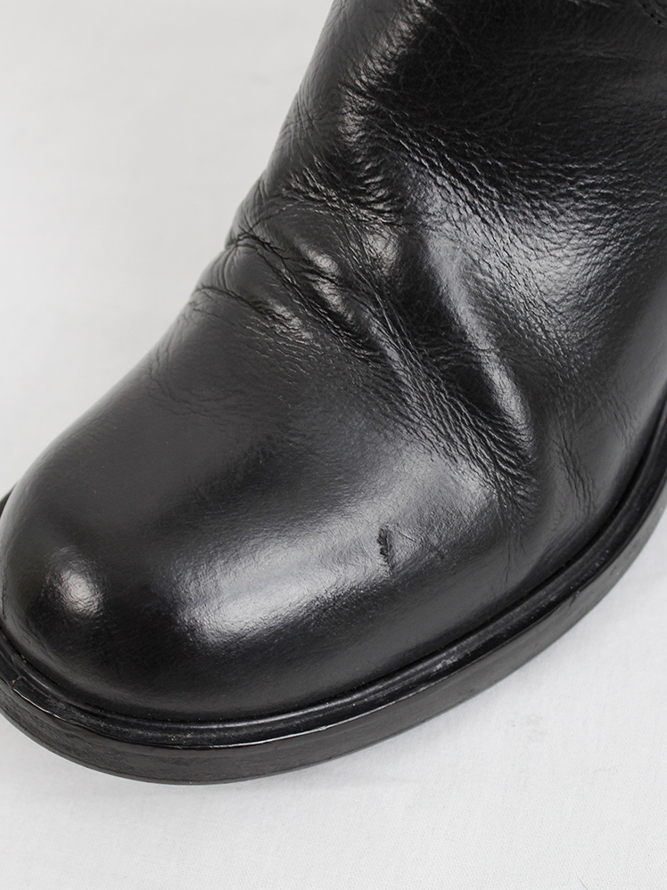 vintage Af Vandevorst dark grey tall classic studded riding boots with low heel (6)