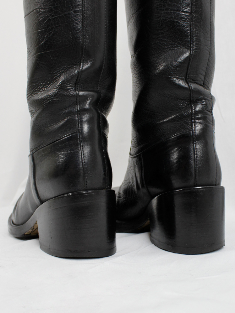 vintage Af Vandevorst dark grey tall classic studded riding boots with low heel (8)