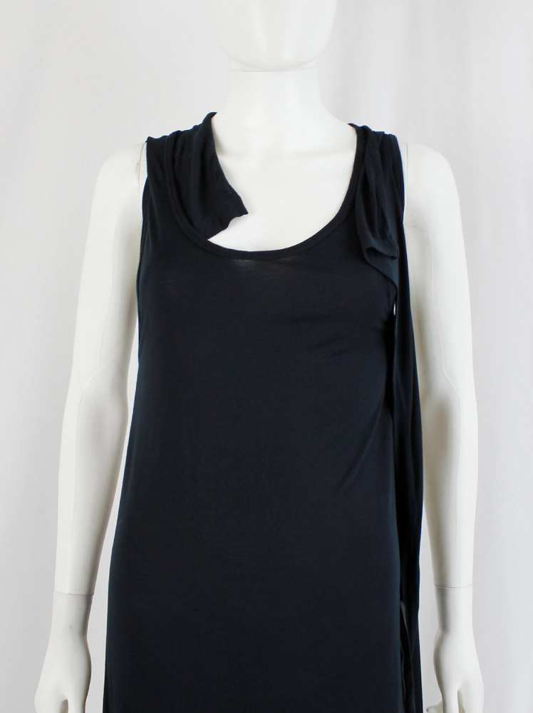 vintage Ann Demeulemeester Blanche black triple wrapped dress with beaded ties spring 1998 and 2000 (1)