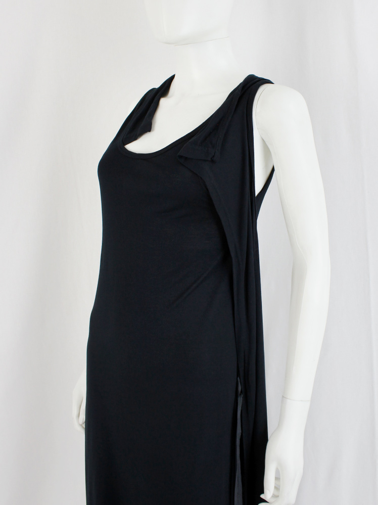 vintage Ann Demeulemeester Blanche black triple wrapped dress with beaded ties spring 1998 and 2000 (11)