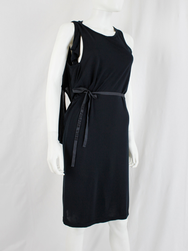 vintage Ann Demeulemeester Blanche black triple wrapped dress with beaded ties spring 1998 and 2000 (21)