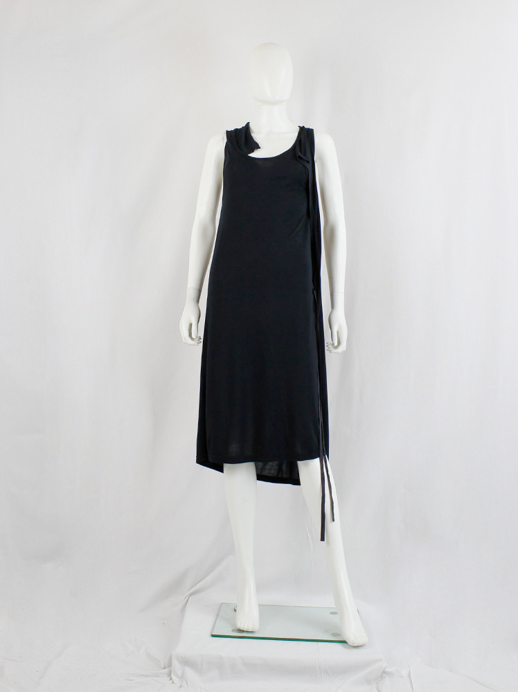 vintage Ann Demeulemeester Blanche black triple wrapped dress with beaded ties spring 1998 and 2000 (8)