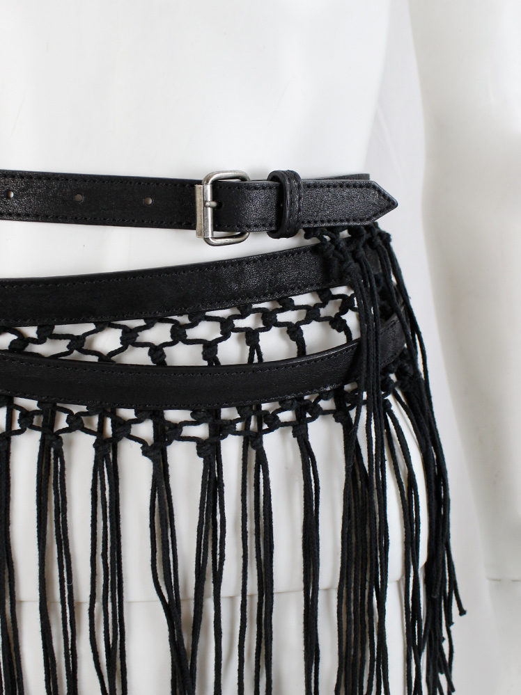 vintage Ann Demeulemeester long leather belt with macrame fringe (18)