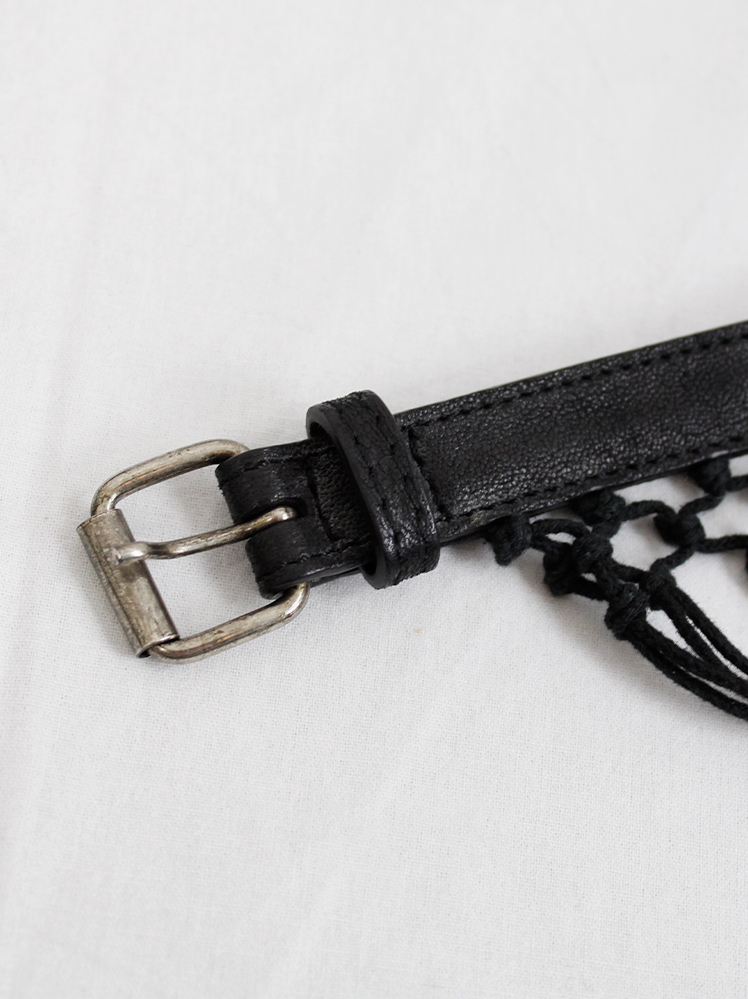 vintage Ann Demeulemeester long leather belt with macrame fringe (3)