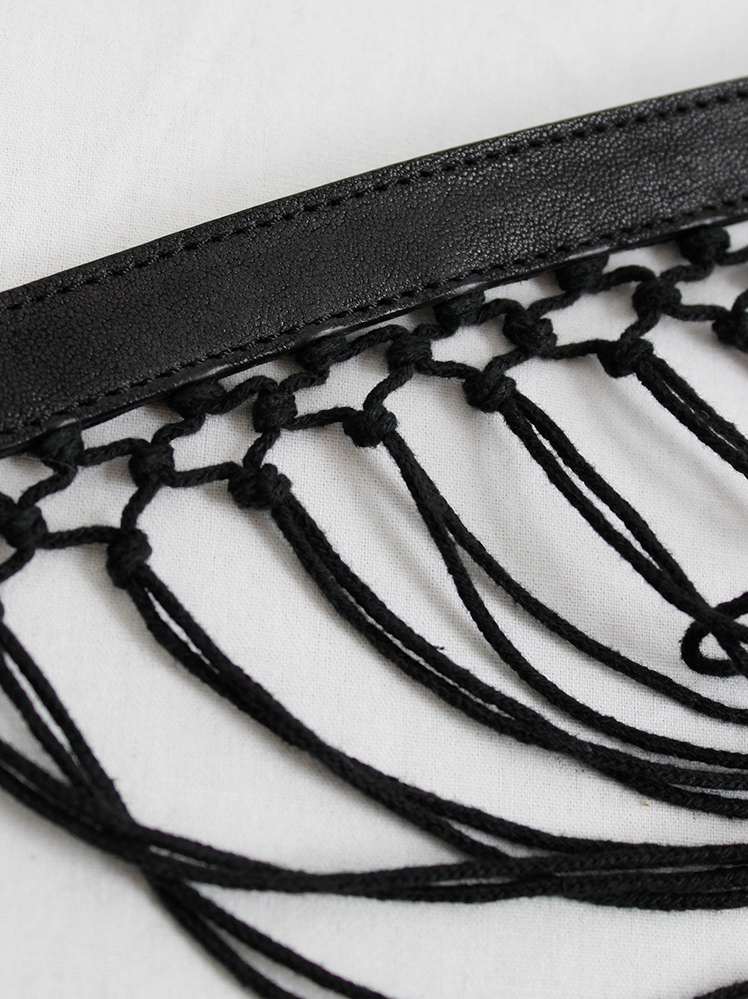 vintage Ann Demeulemeester long leather belt with macrame fringe (4)