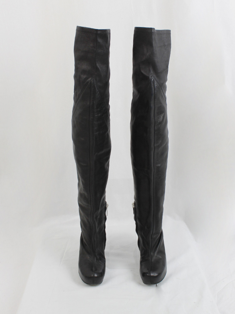 Rick Owens STAG black overknee turbo boots with triangular