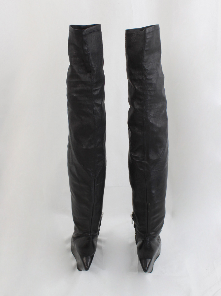 Rick Owens STAG black overknee turbo boots with triangular