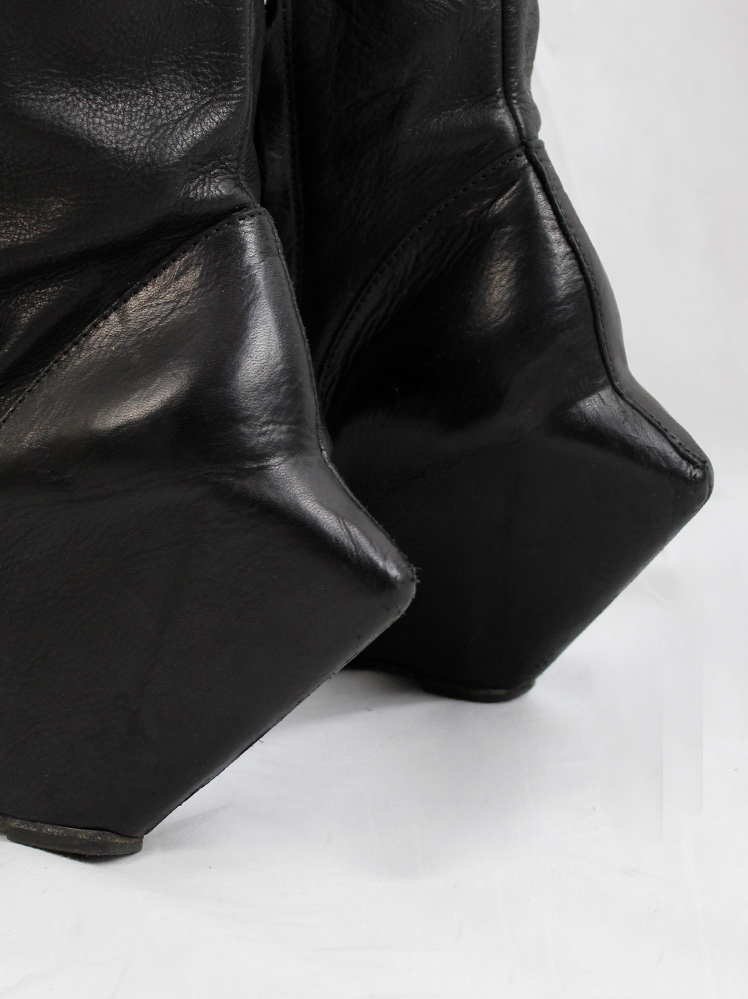 Rick Owens STAG black overknee turbo boots with triangular wedge