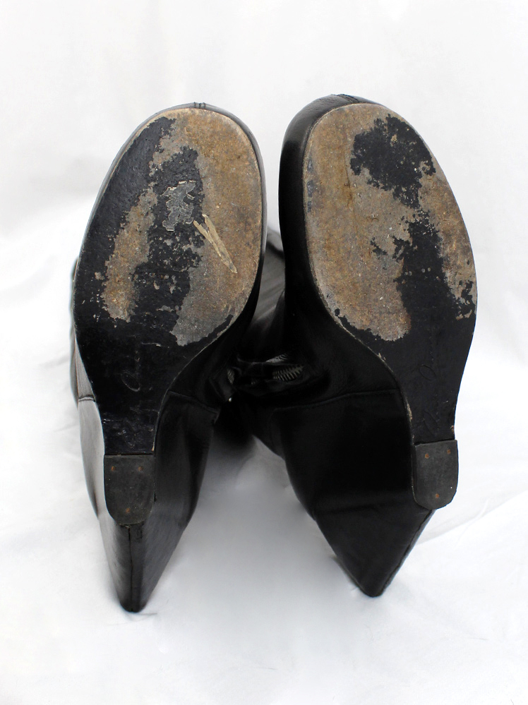 vintage Rick Owens STAG black overknee turbo boots with triagular wedge heel fall 2008 (7)