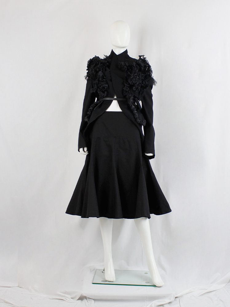vintage Yohji Yamamoto black flared godet skirt with triangular inserts (1)