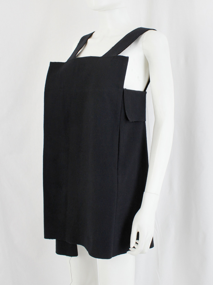 vintage Yohji Yamamoto black folded origami top or mini-dress with frayed finish fall 2010 (18)
