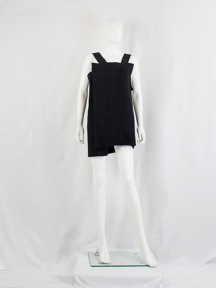 vintage Yohji Yamamoto black folded origami top or mini-dress with frayed finish fall 2010 (22)