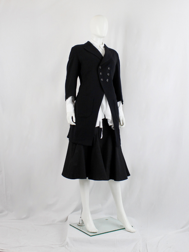 美品 DOUBLE STANDARD CLOTHING ma-1 archive Y's Yohji Yamamoto black long cutaway coat with double
