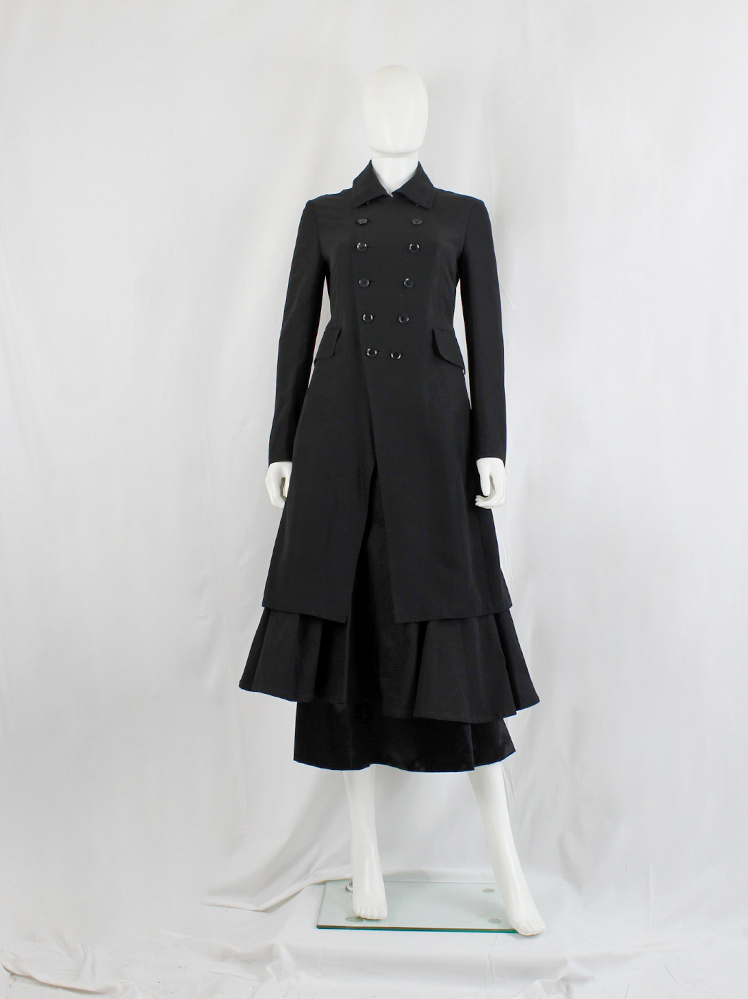 Y's Yohji Yamamoto black long double breasted coat — spring Y's Yohji Yamamoto black long double breasted coat — spring