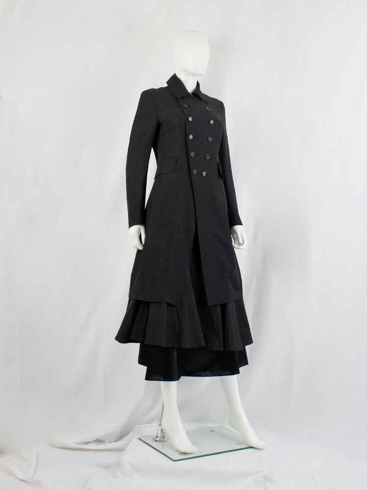 Y's Yohji Yamamoto black long double breasted coat — spring Y's Yohji Yamamoto black long double breasted coat — spring
