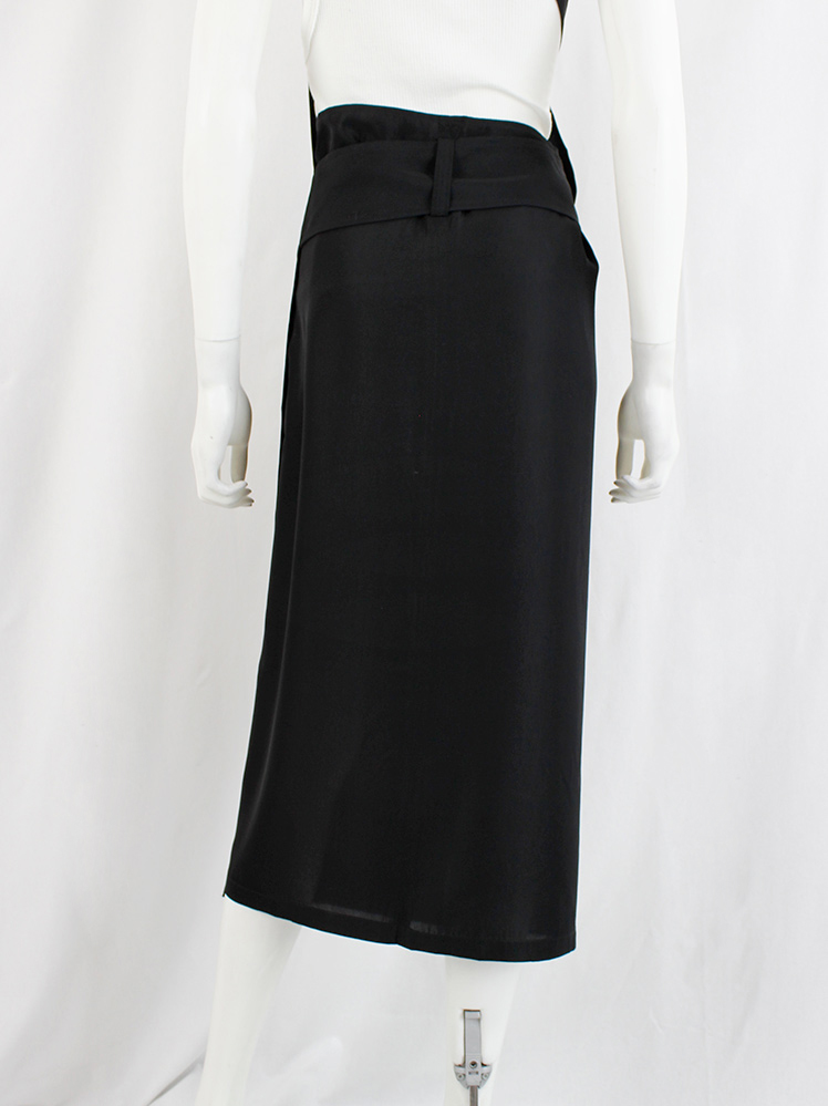 vintage Ys Yohji Yamamoto black one-shoulder dungaree dress with pencil skirt (9)