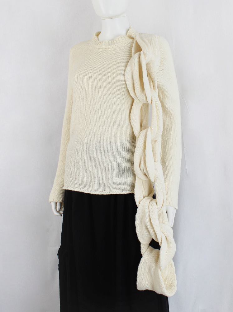 Comme des Garçons cream cable knit jumper with oversized