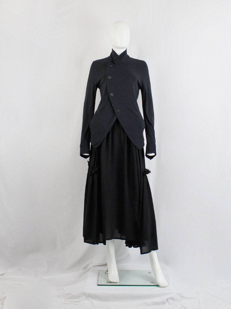 Y's Yohji Yamamoto dark grey cutaway cardigan with 5-button Y's Yohji Yamamoto dark grey cutaway cardigan with 5-button