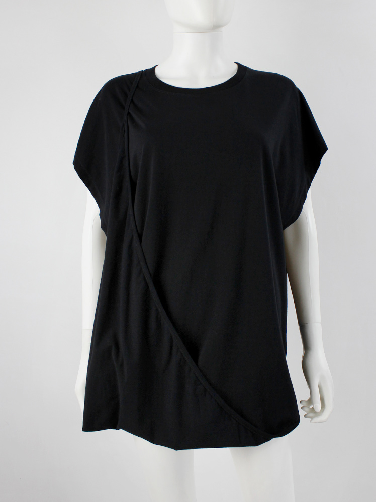 Maison Margiela MM6 black slanted t-shirt dress with leg or Maison Margiela MM6 black slanted t-shirt dress with leg or