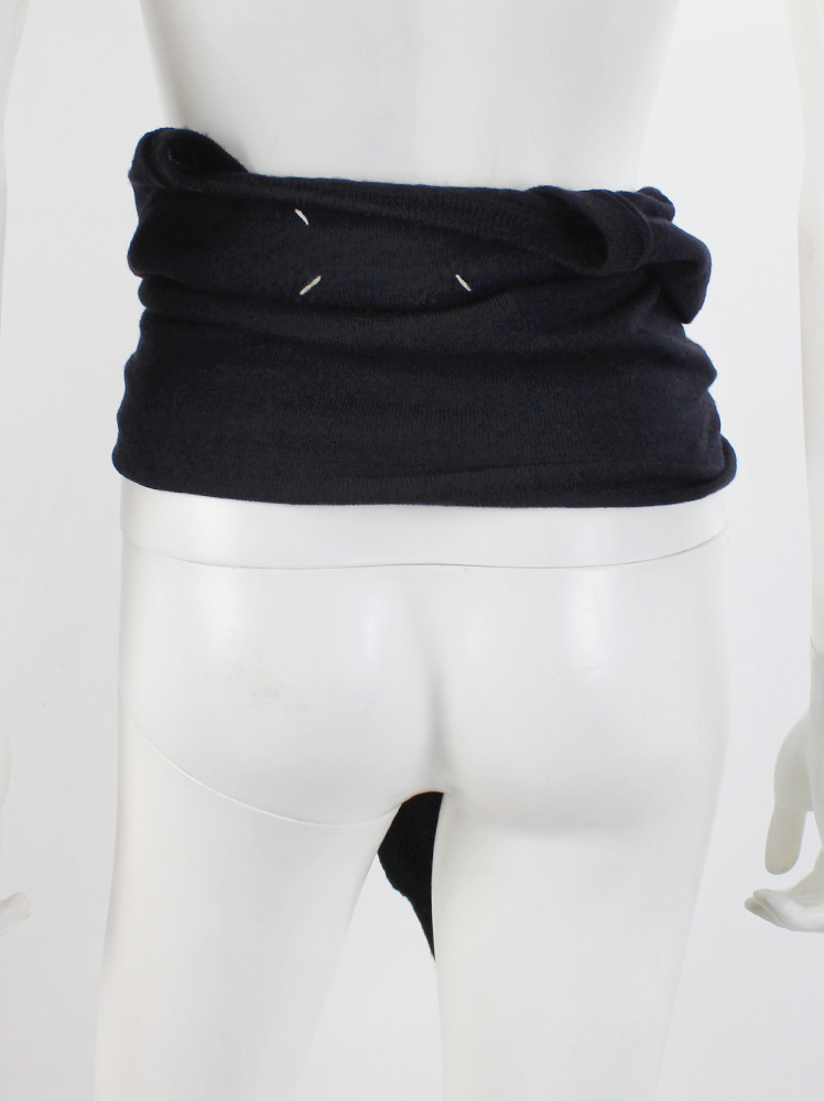 Maison Martin Margiela dark blue cropped sweater as a scarf or