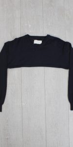 Maison Martin Margiela dark blue cropped sweater as a scarf or