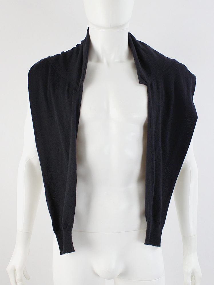 Maison Martin Margiela dark blue cropped sweater as a scarf or