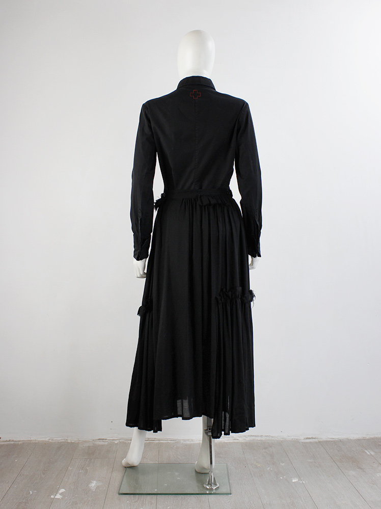 B Yohji Yamamoto black long skirt with attached panels with