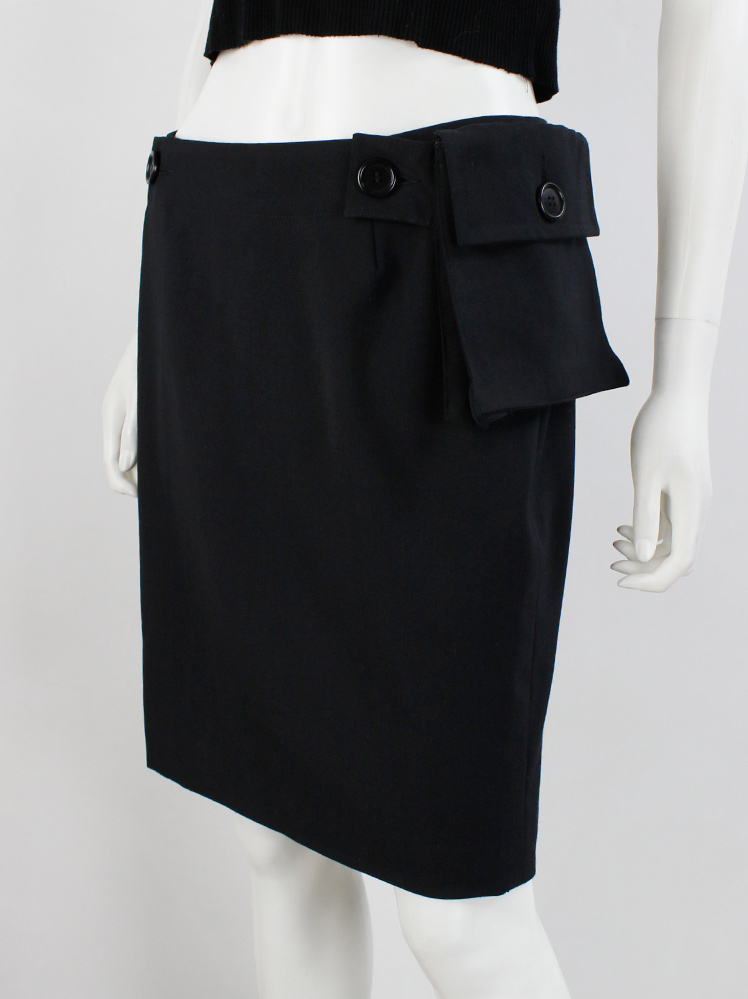 DIRK BIKKEMBERGS archive 変形スカート Dirk Bikkembergs black asymmetric curved skirt transformable