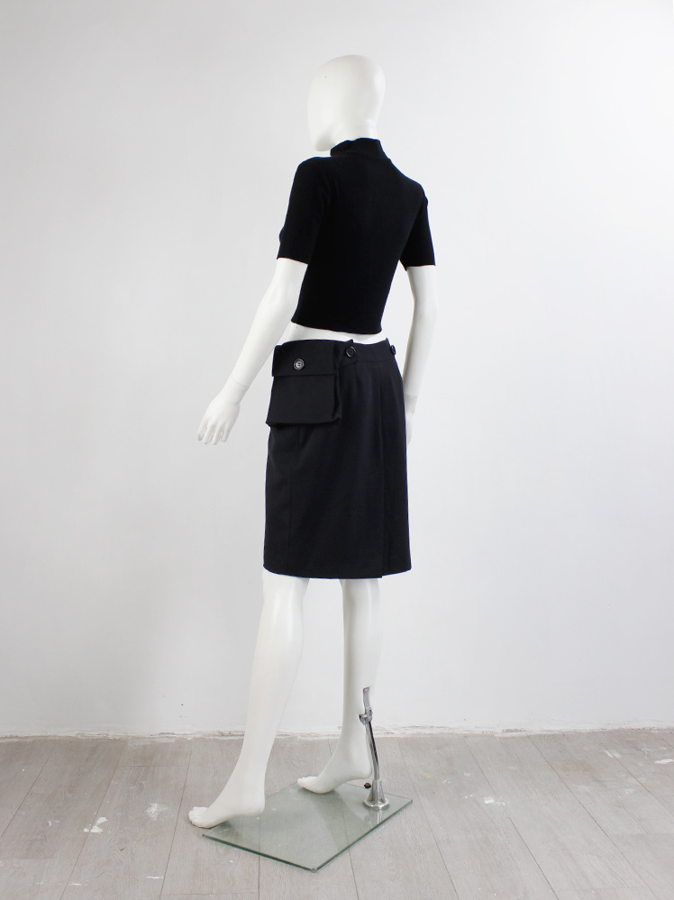 DIRK BIKKEMBERGS archive 変形スカート Dirk Bikkembergs black overlapping skirt with detachable
